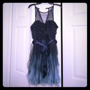 Ruffled halter blue ombre dress